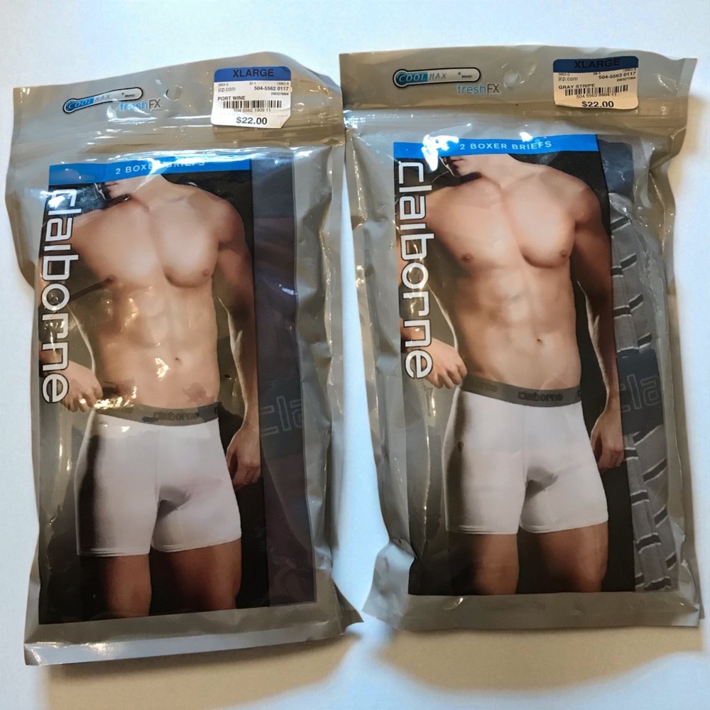 NWT Vintage Men's Claiborne Cool Max‎ Fresh FX  Boxer Briefs 2 packs of 2